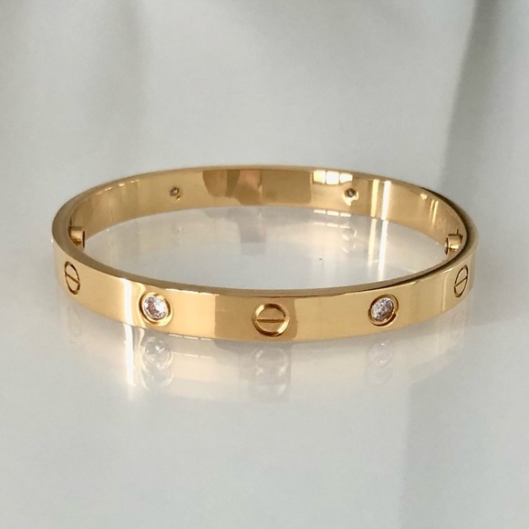 Gold Screw Bracelet 4 Zirconia Classic Model - Picture 7 of 11
